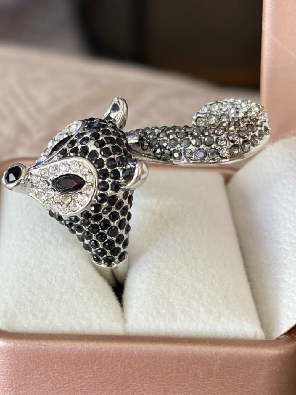 Spring Street Crystal Fox Ring Black Rhinestone Adjustable Size 7-8 - Picture 4 of 7